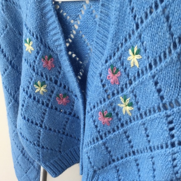 ✨FINAL SALE✨ Alessandra Rich blue floral cropped cardigan - Picture 4 of 10